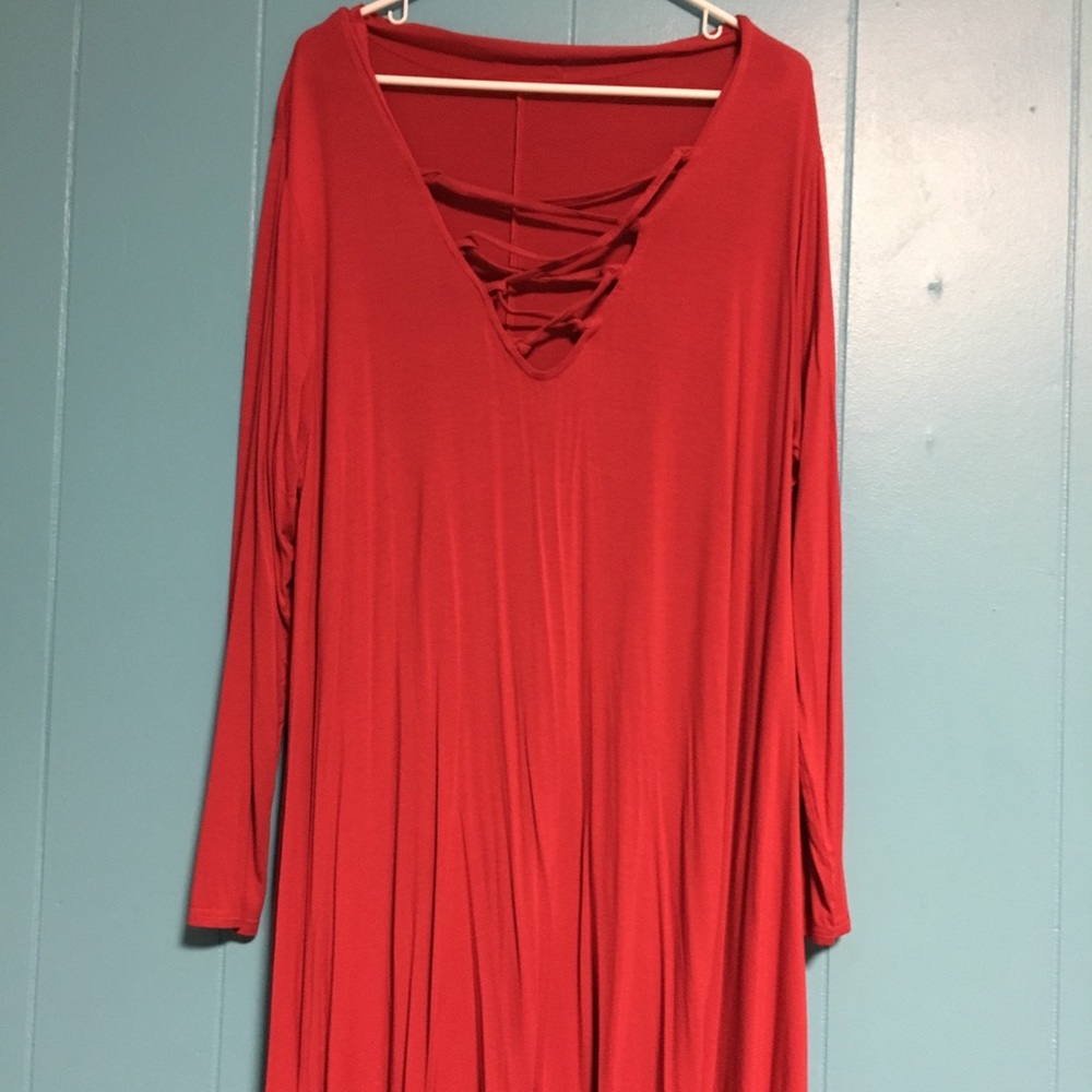 Long Sleeve Lace Up Front Dress